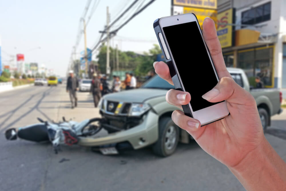 A photo of a motorcycle accident