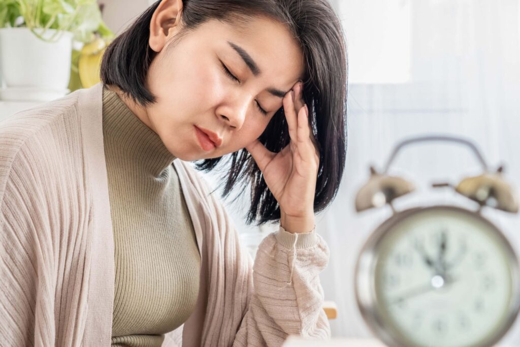 women and a clock