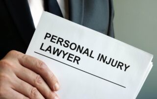 Personal injury lawyer with clipboard and law.